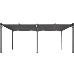 IDMarket Pergola rétractable gris 6 pieds en acier 3x6 m et toile polyester* Tonnelles De Jardin|Pergolas