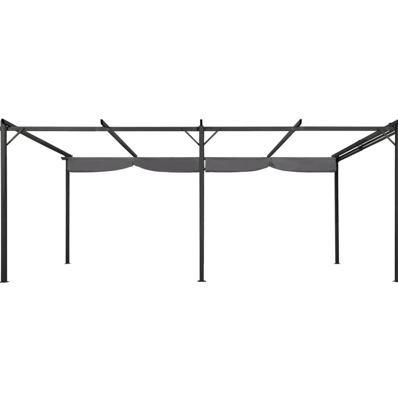 IDMarket Pergola rétractable gris 6 pieds en acier 3x6 m et toile polyester* Tonnelles De Jardin|Pergolas