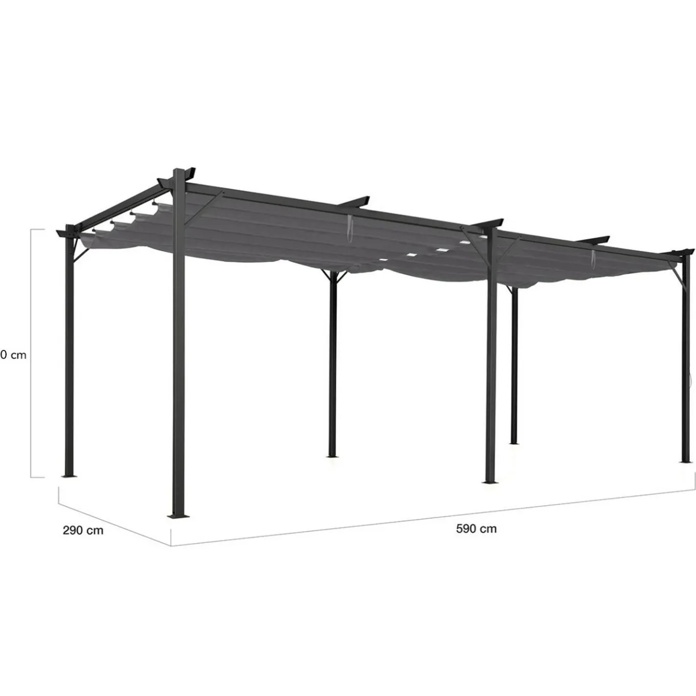 IDMarket Pergola rétractable gris 6 pieds en acier 3x6 m et toile polyester* Tonnelles De Jardin|Pergolas