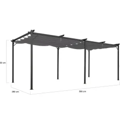 IDMarket Pergola rétractable gris 6 pieds en acier 3x6 m et toile polyester* Tonnelles De Jardin|Pergolas