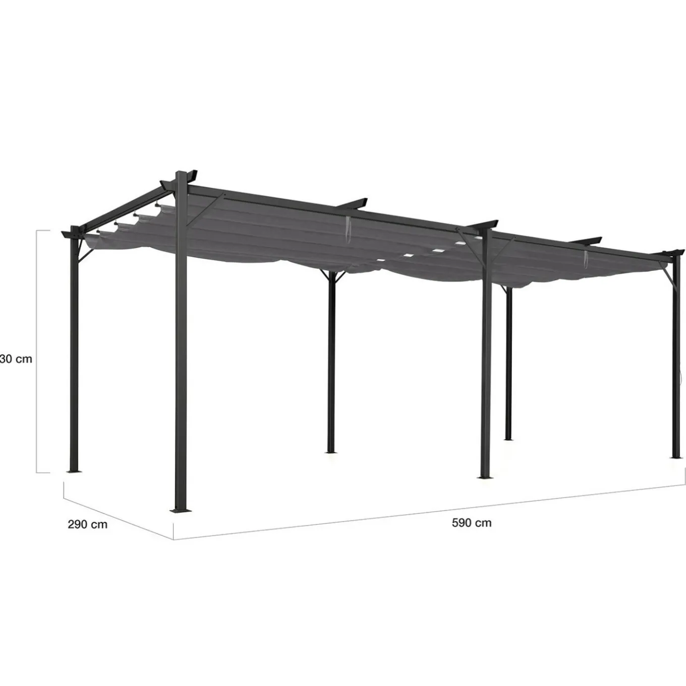 IDMarket Pergola rétractable gris 6 pieds en acier 3x6 m et toile polyester* Tonnelles De Jardin|Pergolas