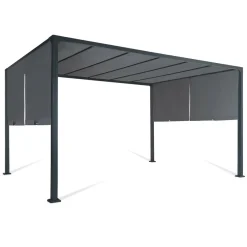 IDMarket Pergola toile coulissante en métal gris* Tonnelles De Jardin|Pergolas