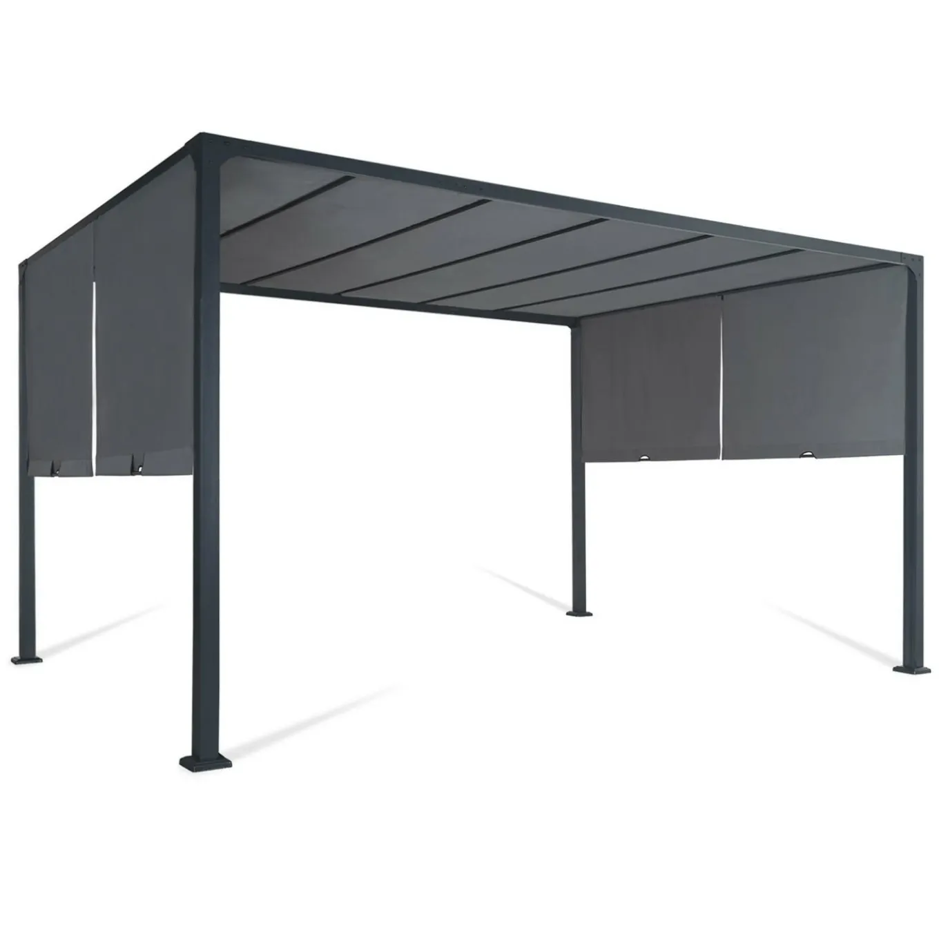 IDMarket Pergola toile coulissante en métal gris* Tonnelles De Jardin|Pergolas