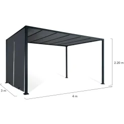 IDMarket Pergola toile coulissante en métal gris* Tonnelles De Jardin|Pergolas