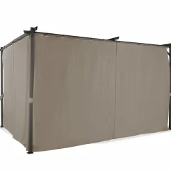 IDMarket Pergola toit rétractable avec rideaux coloris taupe* Tonnelles De Jardin|Pergolas