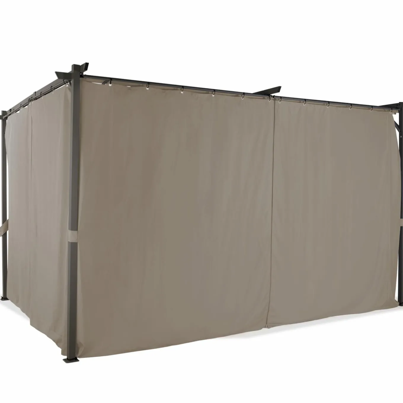 IDMarket Pergola toit rétractable avec rideaux coloris taupe* Tonnelles De Jardin|Pergolas