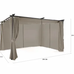 IDMarket Pergola toit rétractable avec rideaux coloris taupe* Tonnelles De Jardin|Pergolas