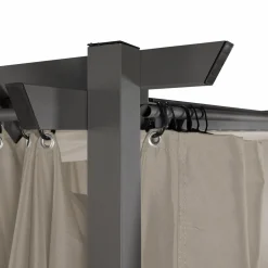 IDMarket Pergola toit rétractable avec rideaux coloris taupe* Tonnelles De Jardin|Pergolas