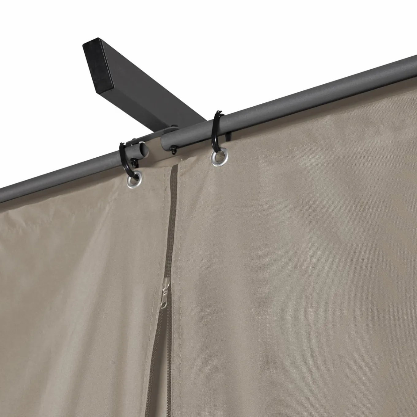 IDMarket Pergola toit rétractable avec rideaux coloris taupe* Tonnelles De Jardin|Pergolas