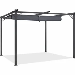 IDMarket Pergola toit rétractable gris 3x4 M* Tonnelles De Jardin|Pergolas