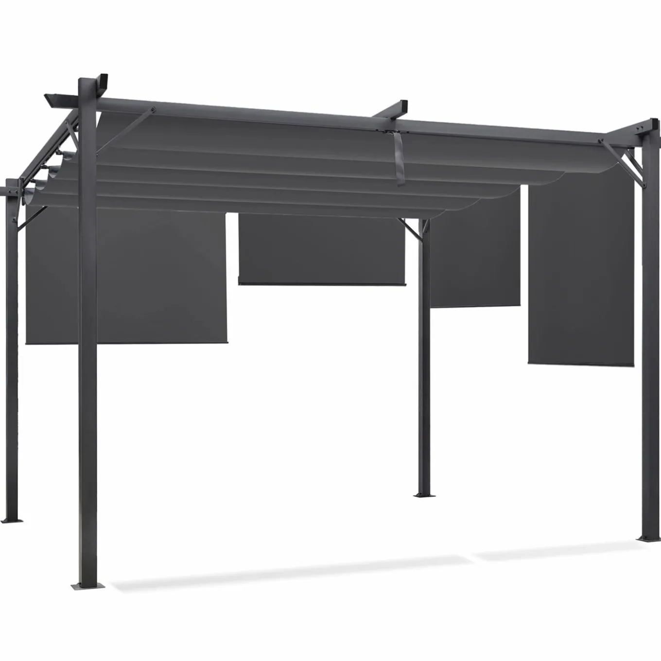 IDMarket Pergola toit rétractable gris et stores enrouleurs* Tonnelles De Jardin|Pergolas