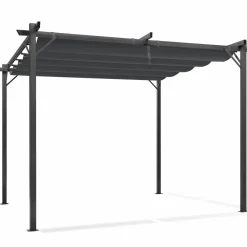 IDMarket Pergola toit rétractable gris et stores enrouleurs* Tonnelles De Jardin|Pergolas