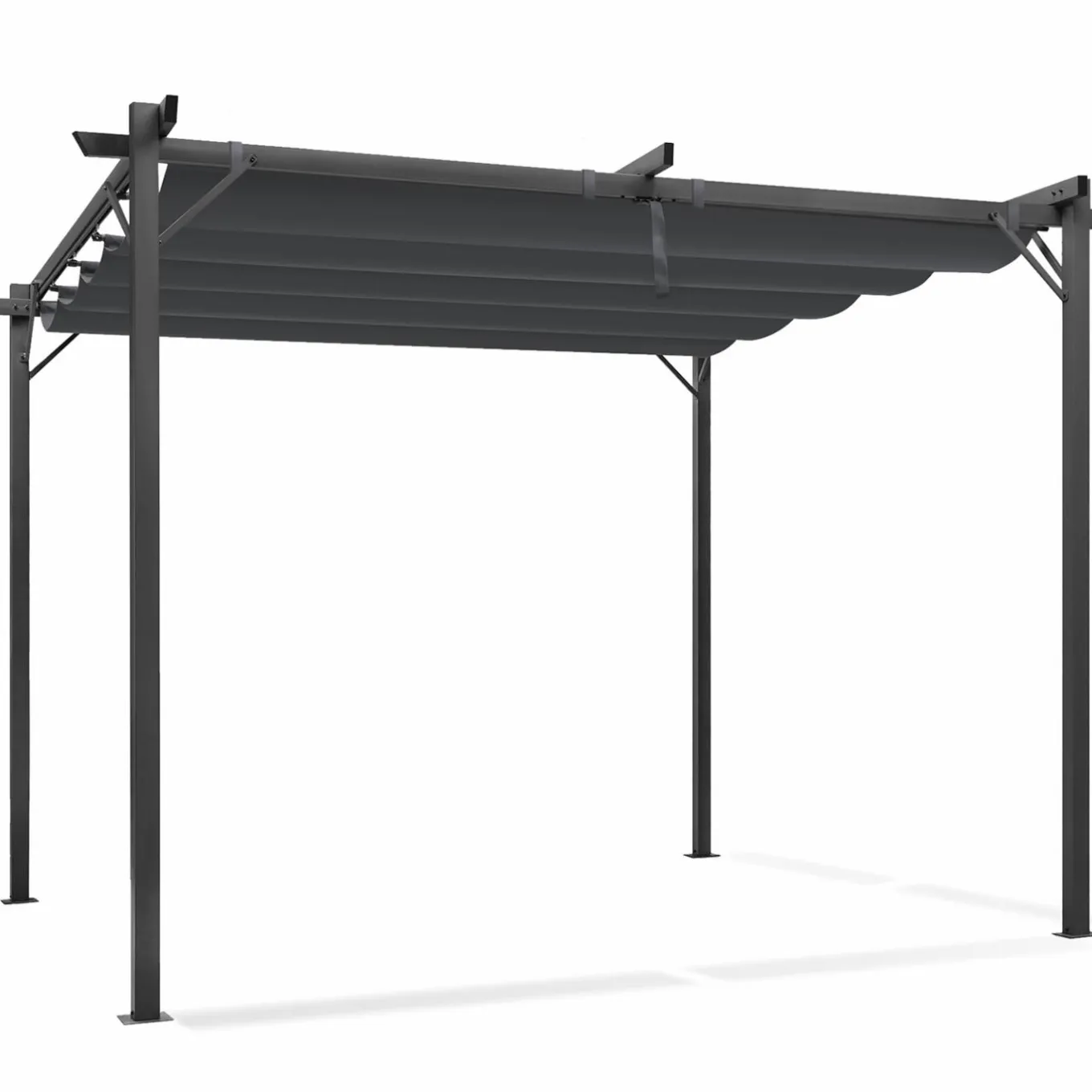 IDMarket Pergola toit rétractable gris et stores enrouleurs* Tonnelles De Jardin|Pergolas