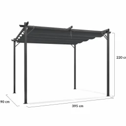 IDMarket Pergola toit rétractable gris et stores enrouleurs* Tonnelles De Jardin|Pergolas