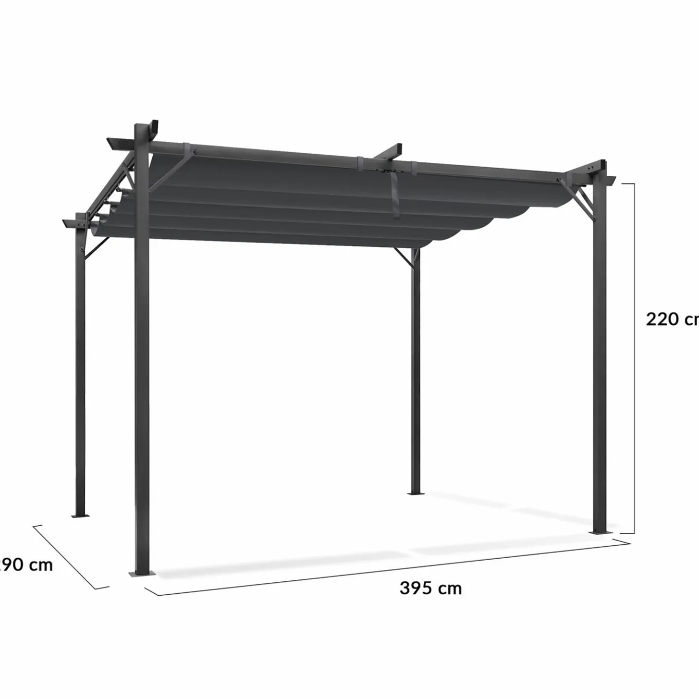 IDMarket Pergola toit rétractable gris et stores enrouleurs* Tonnelles De Jardin|Pergolas