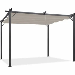 IDMarket Pergola toit rétractable taupe 3x4 M* Tonnelles De Jardin|Pergolas