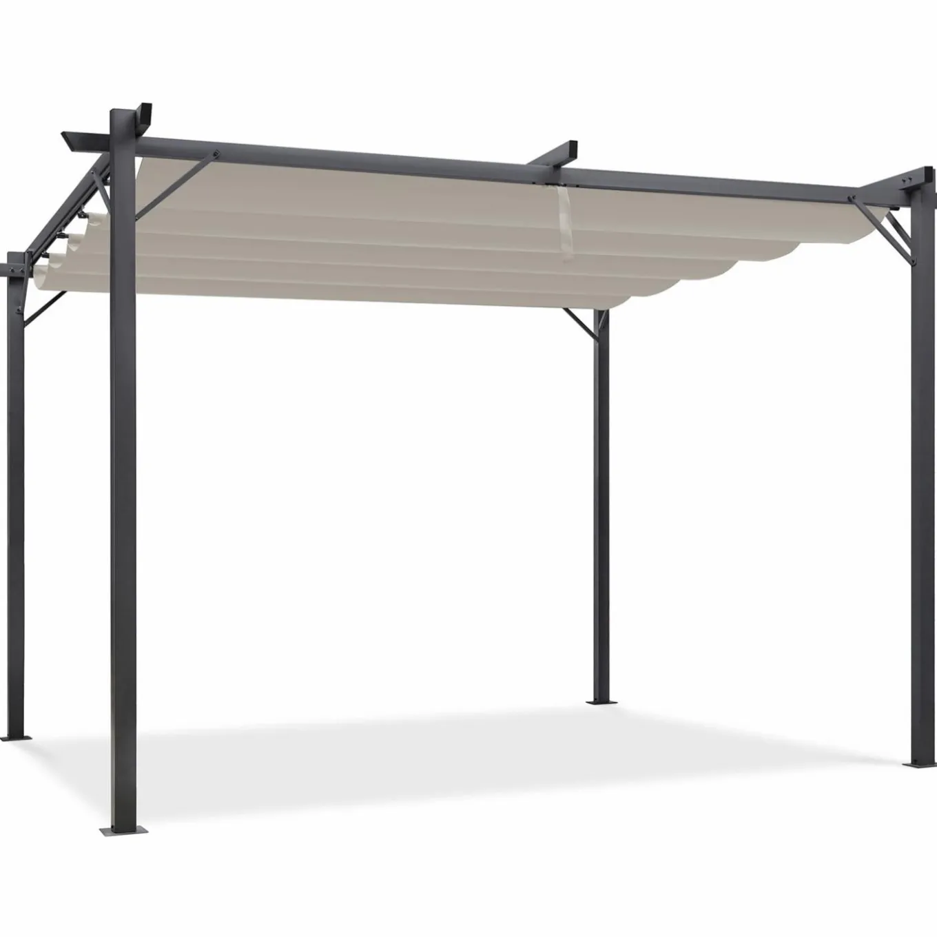 IDMarket Pergola toit rétractable taupe 3x4 M* Tonnelles De Jardin|Pergolas