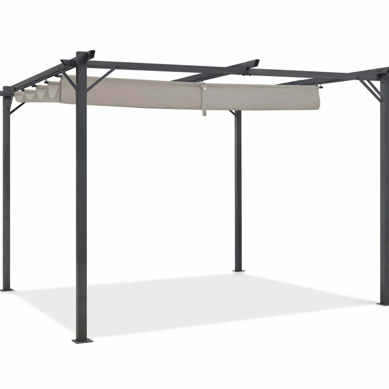 IDMarket Pergola toit rétractable taupe 3x4 M* Tonnelles De Jardin|Pergolas