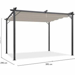 IDMarket Pergola toit rétractable taupe 3x4 M* Tonnelles De Jardin|Pergolas