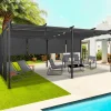 IDMarket Pergola toit rétractable 3x6m gris anthracite et stores enrouleurs* Tonnelles De Jardin|Pergolas