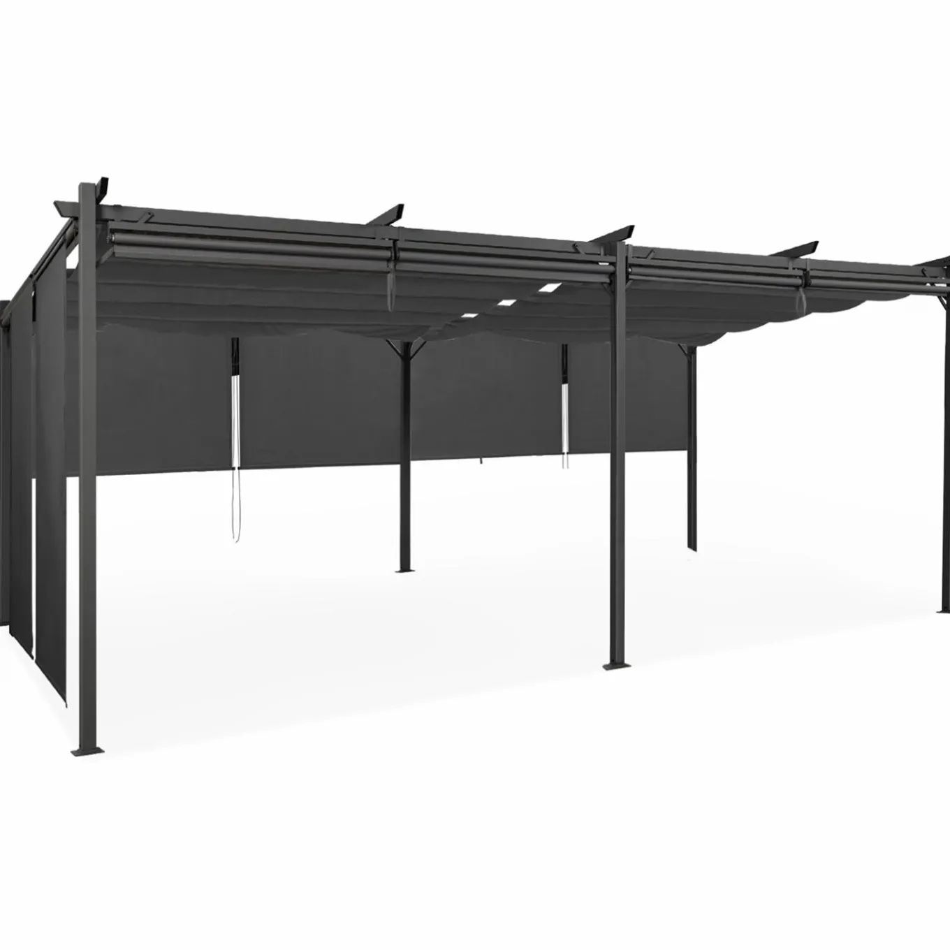 IDMarket Pergola toit rétractable 3x6m gris anthracite et stores enrouleurs* Tonnelles De Jardin|Pergolas
