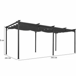 IDMarket Pergola toit rétractable 3x6m gris anthracite et stores enrouleurs* Tonnelles De Jardin|Pergolas