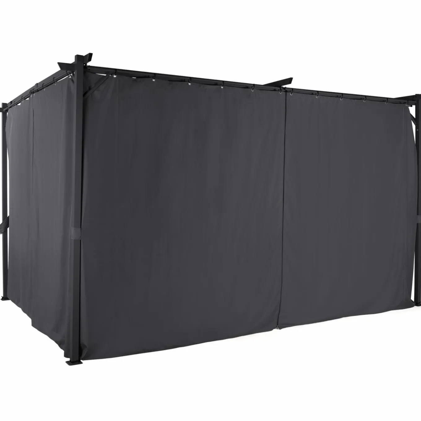IDMarket Pergola toit rétractable 3x4m gris avec 4 rideaux* Tonnelles De Jardin|Pergolas