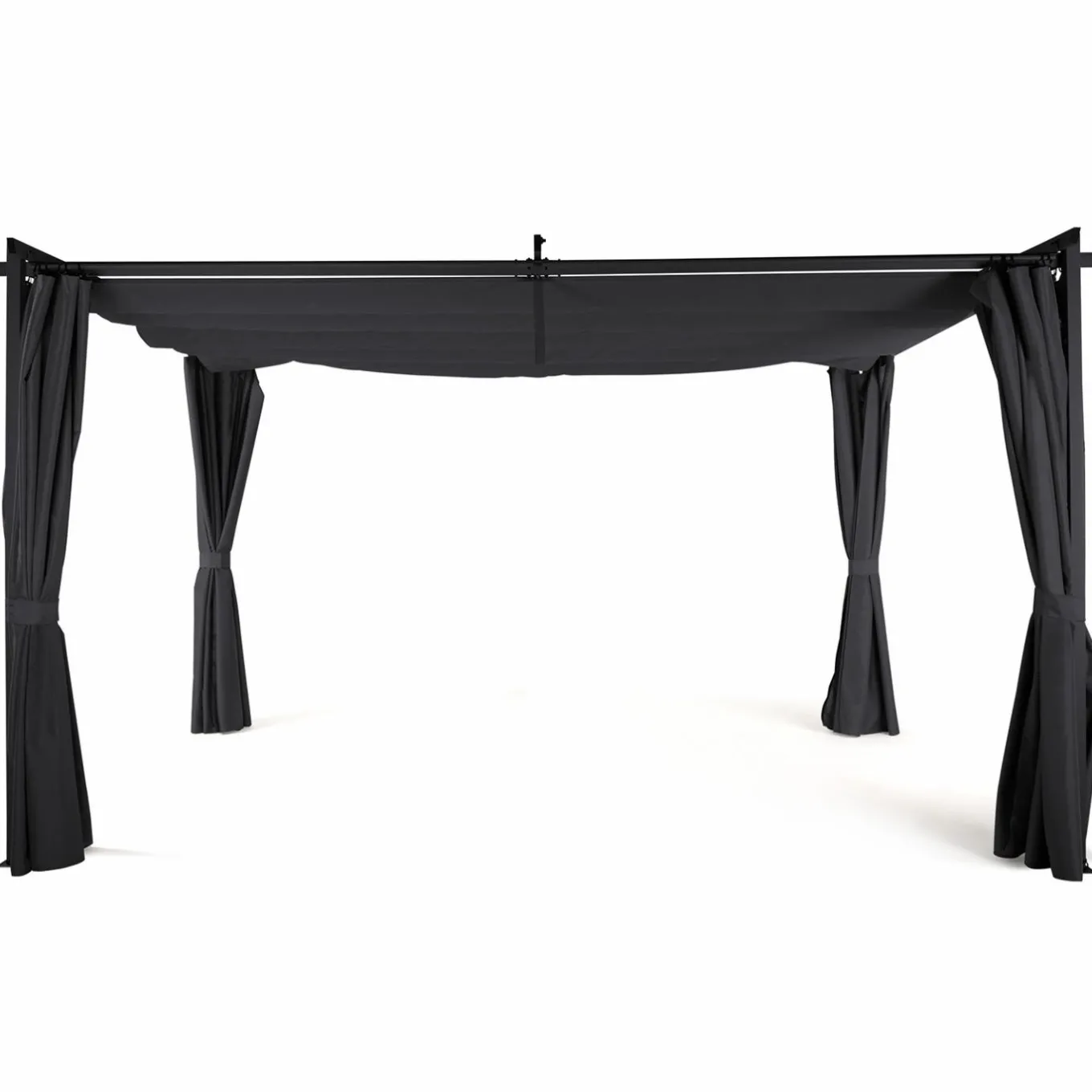 IDMarket Pergola toit rétractable 3x4m gris avec 4 rideaux* Tonnelles De Jardin|Pergolas