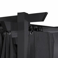 IDMarket Pergola toit rétractable 3x4m gris avec 4 rideaux* Tonnelles De Jardin|Pergolas
