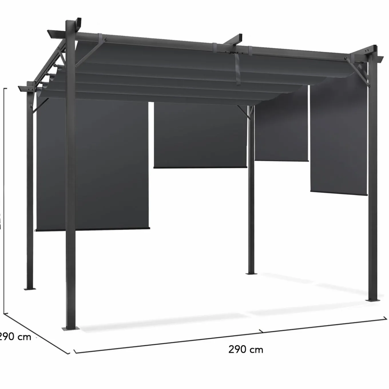 IDMarket Pergola 3x3 m toit rétractable gris anthracite et stores enrouleurs* Tonnelles De Jardin|Pergolas