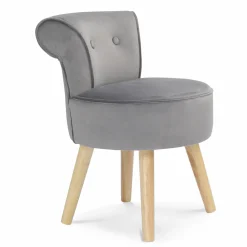 IDMarket Petit fauteuil crapaud gris en velours* Salon Complet|Fauteuils