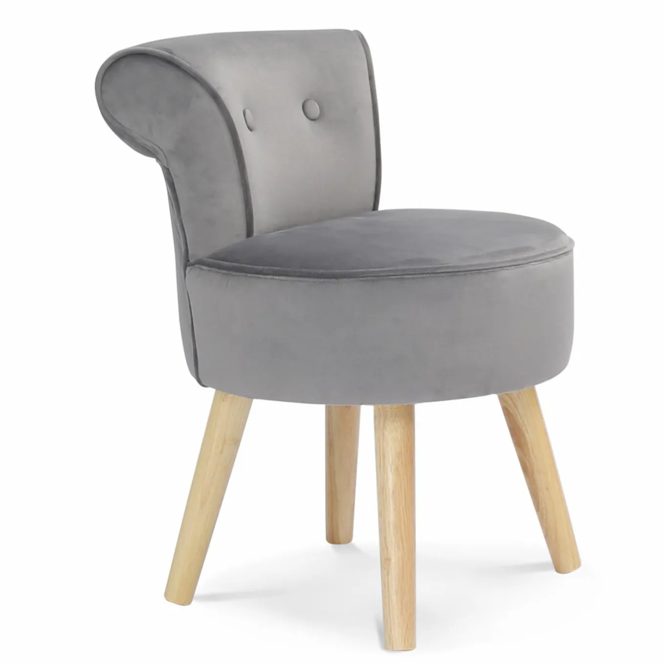 IDMarket Petit fauteuil crapaud gris en velours* Salon Complet|Fauteuils