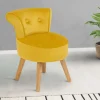 IDMarket Petit fauteuil crapaud jaune en velours* Salon Complet|Fauteuils