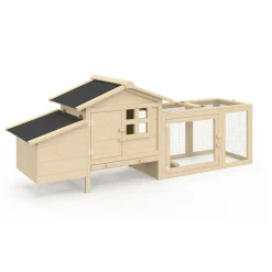 IDMarket Petit poulailler en bois pour 2 poules avec enclos et pondoir sur pilotis* Poulaillers