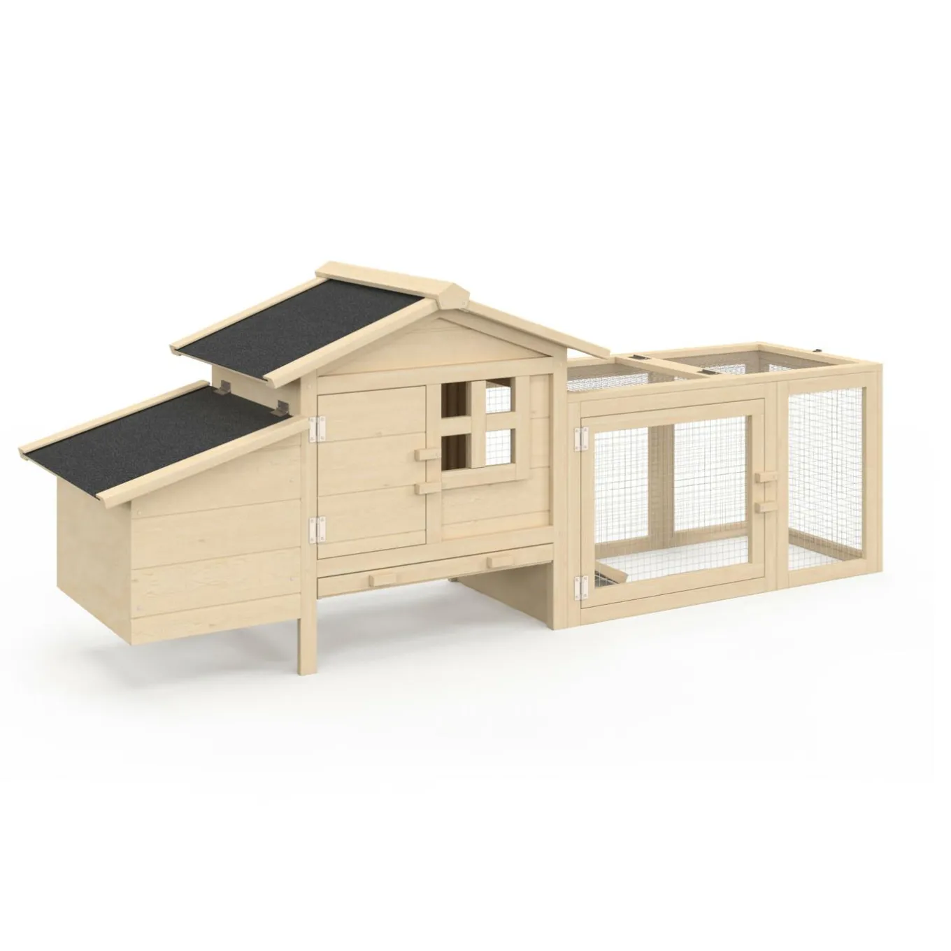 IDMarket Petit poulailler en bois pour 2 poules avec enclos et pondoir sur pilotis* Poulaillers