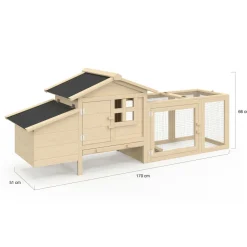 IDMarket Petit poulailler en bois pour 2 poules avec enclos et pondoir sur pilotis* Poulaillers
