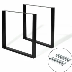 IDMarket Pieds de table carrés en métal noir design industriel* Décoration Et Accessoires|Pieds De Table