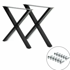 IDMarket Pieds de table en X en métal noir* Décoration Et Accessoires|Collection Métal