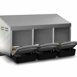 IDMarket Pondoir pour poules 3 emplacements en métal nichoir avec fond* Accessoires Animaux|Accessoires Poulailler