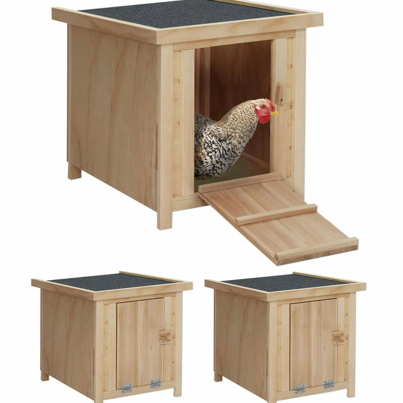 IDMarket Pondoirs en bois pour poules avec fond* Accessoires Animaux|Poulaillers