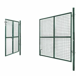 IDMarket Portail battant grillagé en acier vert 3M15 x 1M50 avec serrure et poignée* Accessoires Animaux|Portail Et Portillon