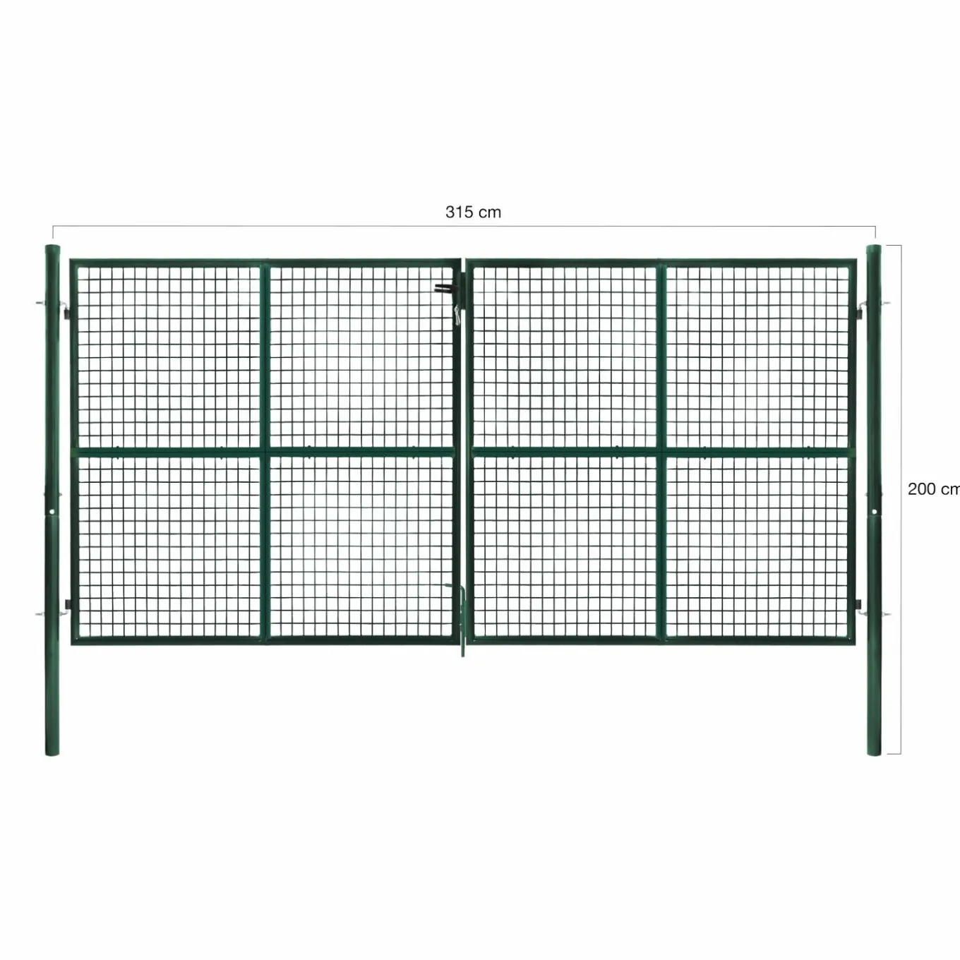 IDMarket Portail battant grillagé en acier vert 3M15 x 1M50 avec serrure et poignée* Accessoires Animaux|Portail Et Portillon