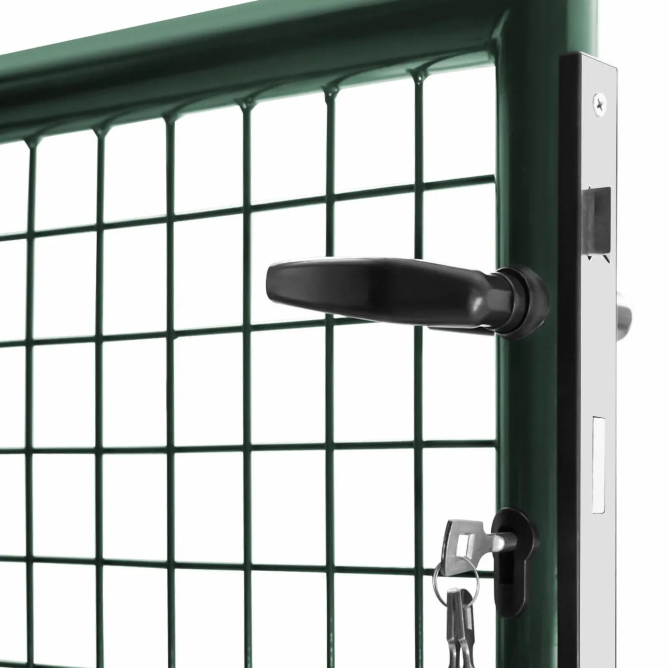 IDMarket Portail battant grillagé en acier vert 3M15 x 1M50 avec serrure et poignée* Accessoires Animaux|Portail Et Portillon