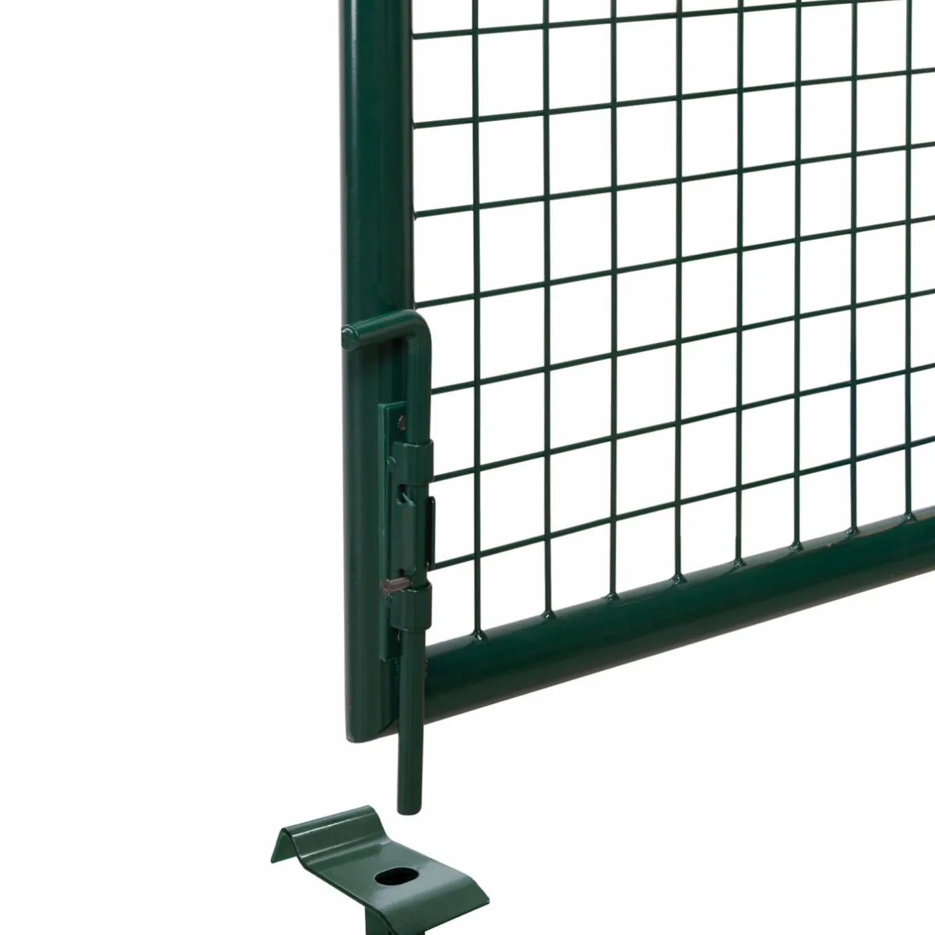 IDMarket Portail battant grillagé en acier vert 3M15 x 1M50 avec serrure et poignée* Accessoires Animaux|Portail Et Portillon