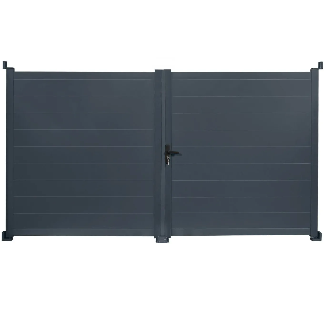 IDMarket Portail battant 302x160 cm en aluminium gris anthracite* Portail Et Portillon