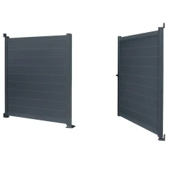 IDMarket Portail battant 302x160 cm en aluminium gris anthracite* Portail Et Portillon