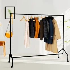 IDMarket Portant à vêtements métal noir sur roulettes* Meubles Noirs|Collection Agencement Magasin