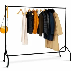 IDMarket Portant à vêtements métal noir sur roulettes* Meubles Noirs|Collection Agencement Magasin