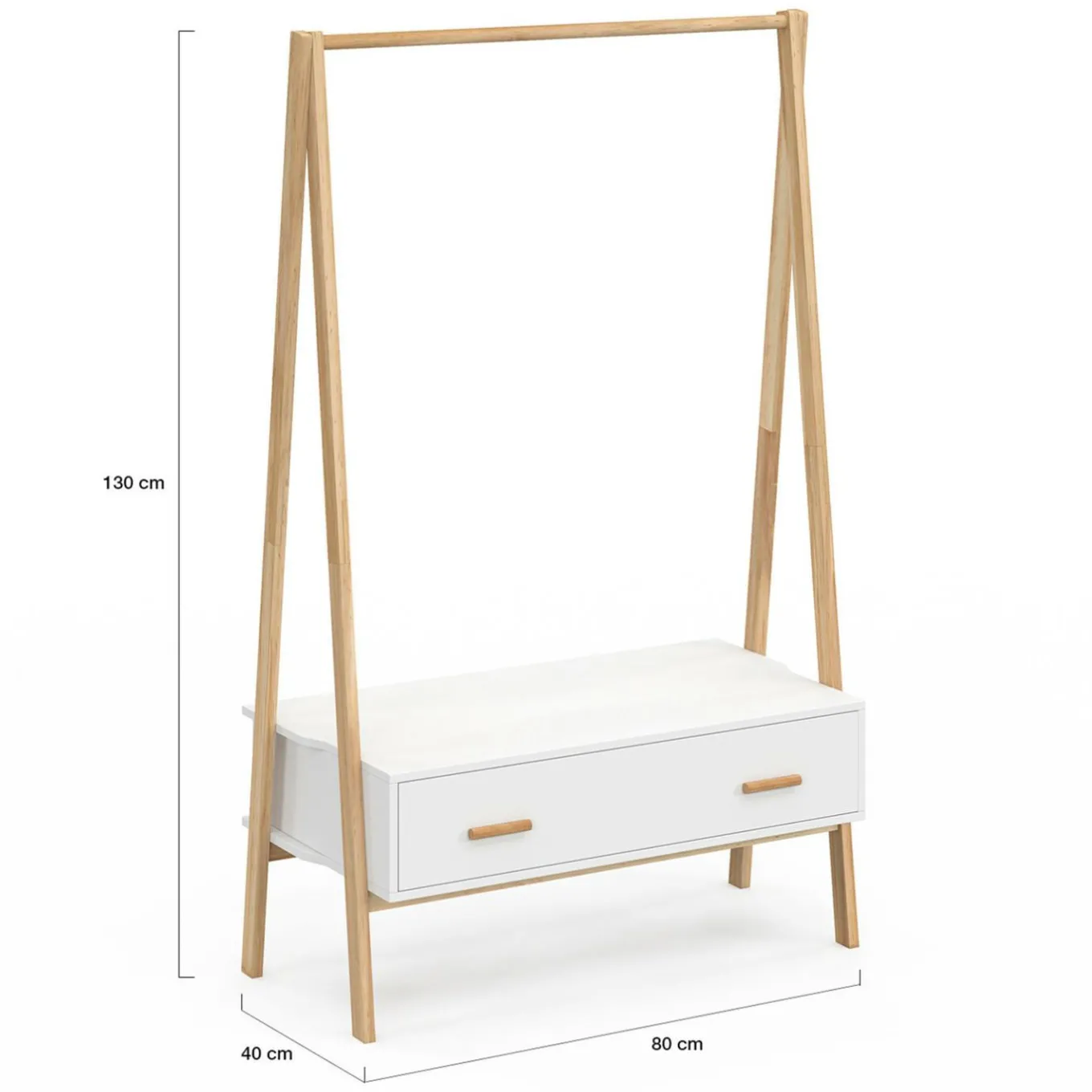 IDMarket Portant enfant tipi avec 1 porte blanc et bois 130 cm*Enfant Meubles Blancs|Meubles En Bois