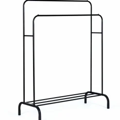 IDMarket Portant vêtements double en métal noir avec étagère à chaussures* Meubles Noirs|Collection Agencement Magasin